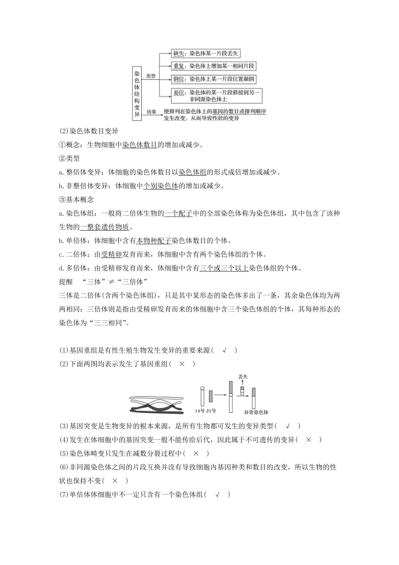 （浙江选考）2020版高考生物新导学大一轮复习 第19讲 生物变异的来源与应用（含解析）讲义.docx_第2页