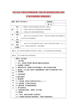 2019-2020年高中化學集體備課 《第三章 晶體結(jié)構與性質(zhì)》第四節(jié) 離子晶體教案 蘇教版選修3.doc