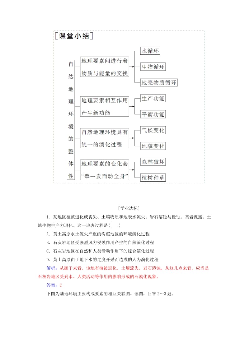 2018秋高中地理 第五章 自然地理环境的整体性与差异性 第一节 自然地理环境的整体性习题 新人教版必修1.doc_第2页