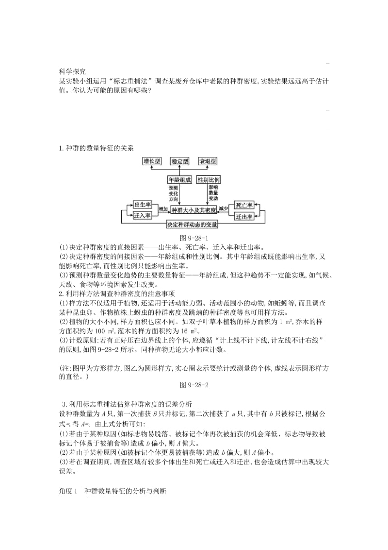 2019版高考生物一轮复习 第9单元 种群和群落 第28讲 种群的特征和数量变化学案 苏教版.doc_第2页