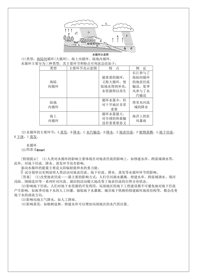 2019-2020年高考地理一轮复习 第3章 第1节《自然界的水循环》教学案 新人教版必修1.doc_第3页