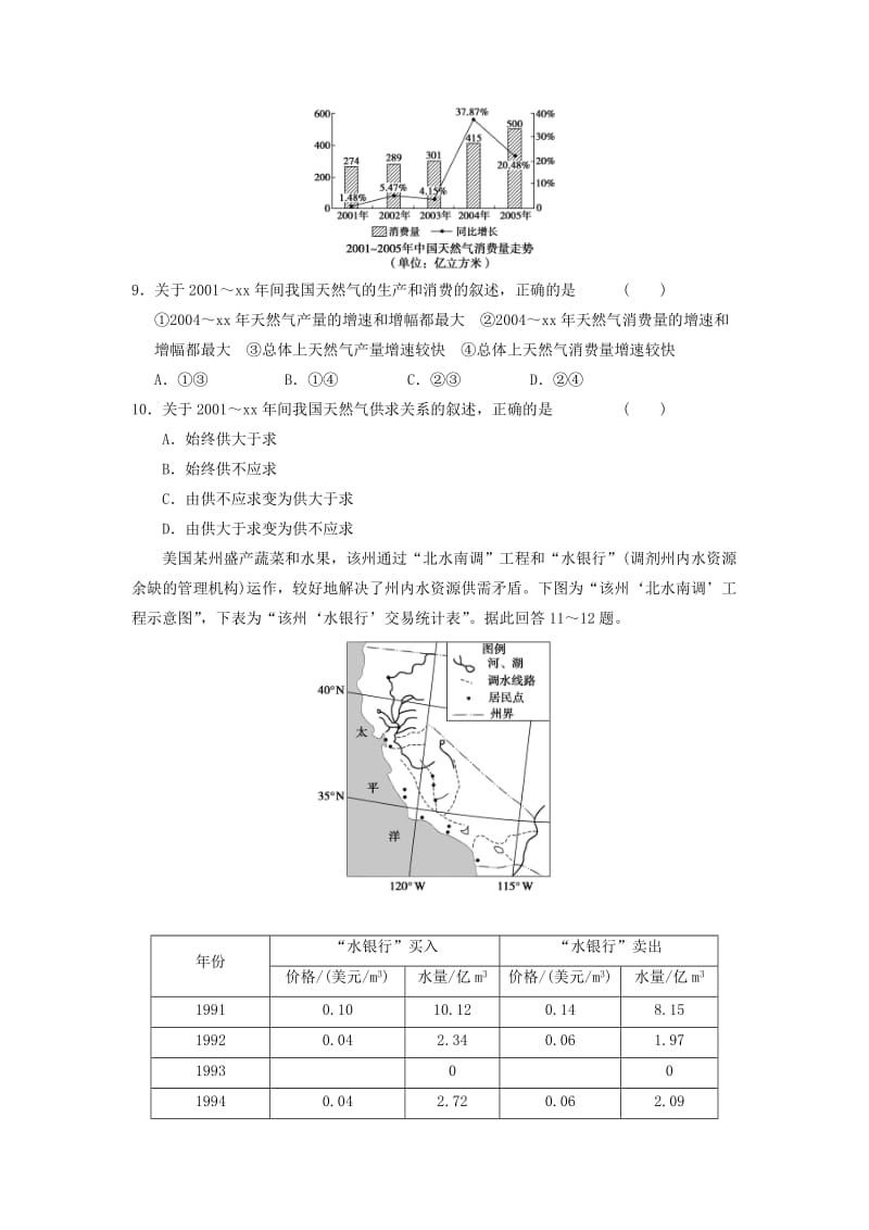 2019-2020年高中地理 第五章 区际联系与区域协调发展 第1课 资源的跨区域调配练习 新人教版必修3.doc_第3页