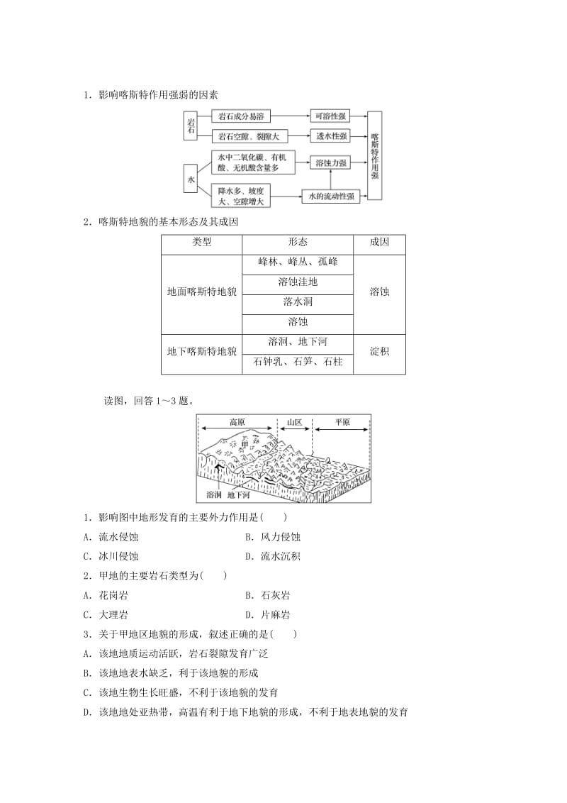 2018-2019版高中地理第三单元从圈层作用看地理环境内在规律3.3圈层相互作用案例分析--剖析桂林“山水”的成因学案鲁教版必修1 .doc_第3页