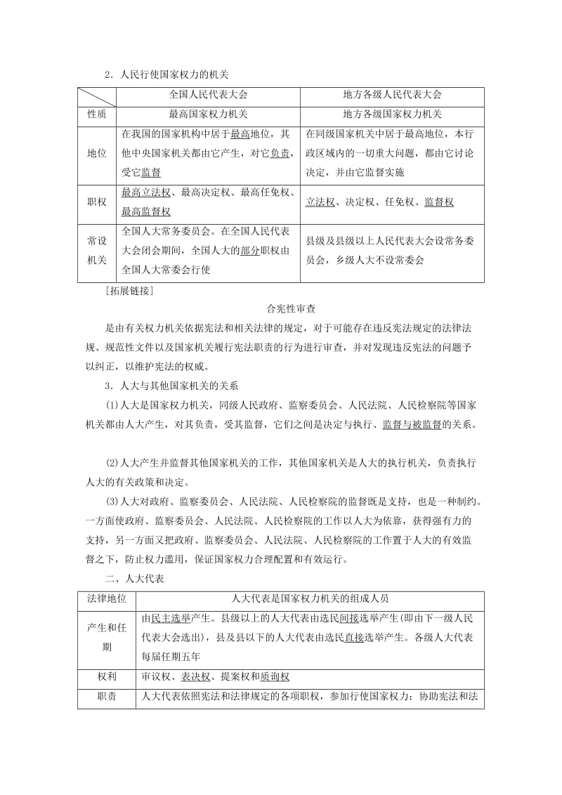 新课改瘦专用2020版高考政治一轮复习第三单元第五课我国的人民代表大会制度讲义新人教版必修2 .doc_第2页