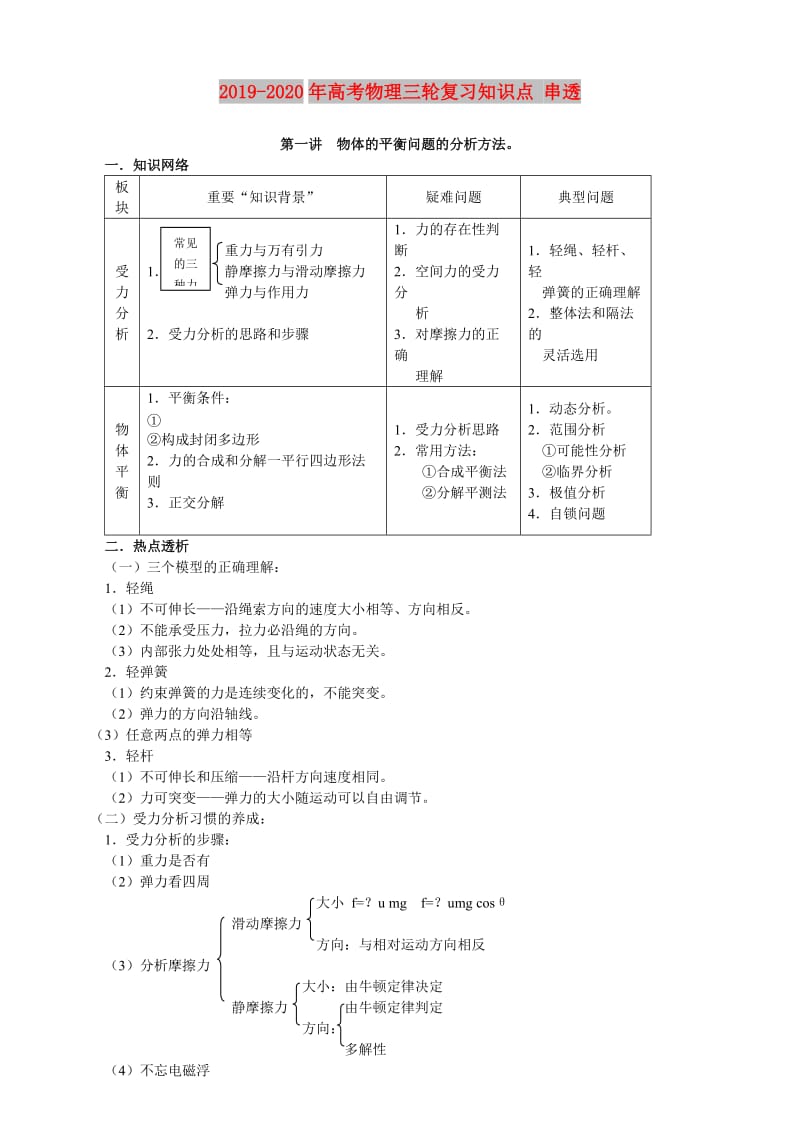 2019-2020年高考物理三轮复习知识点 串透.doc_第1页