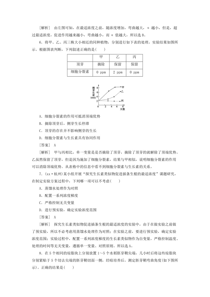 2019-2020年高三生物二轮专题训练 专题6 第2讲 植物激素调节 .doc_第3页