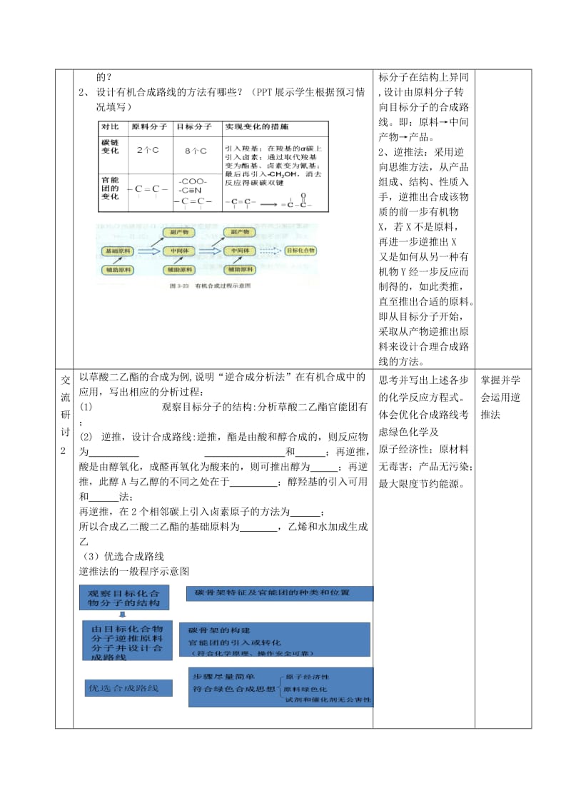 2019-2020年高中化学 第3章 第1节 有机化合物的合成 第1课时 有机合成路线的设计教案 鲁科版选修5.doc_第2页