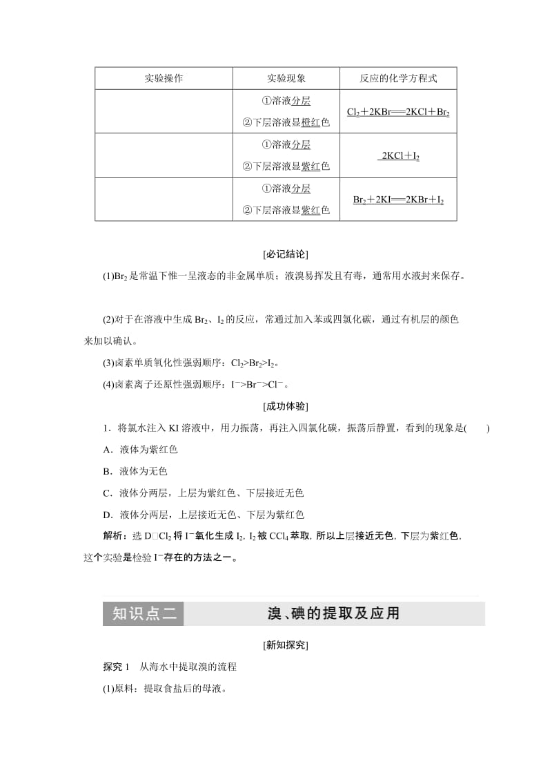 2019-2020年高一化学苏教版必修1教学案：专题2 第一单元 第四课时　溴、碘的提取 Word版含解析.doc_第2页