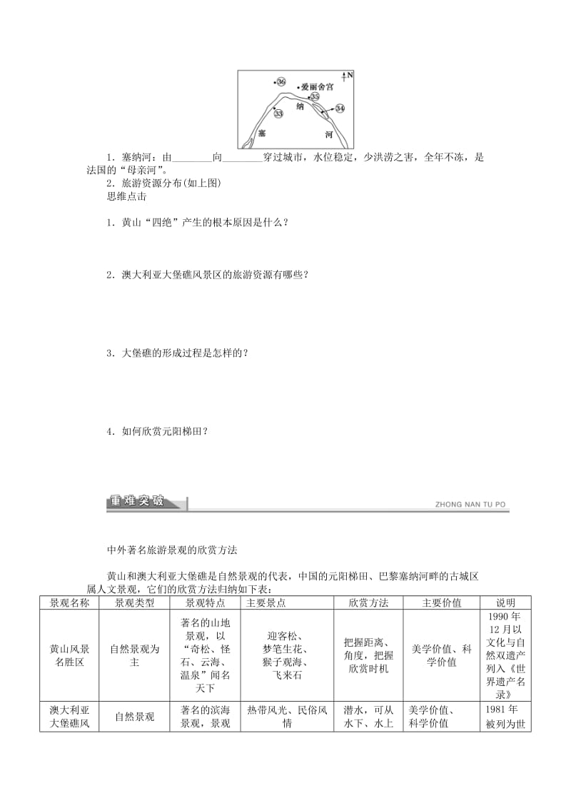 2019-2020年高中地理 3.3 中外著名旅游景观欣赏学案 新人教版选修3.doc_第2页