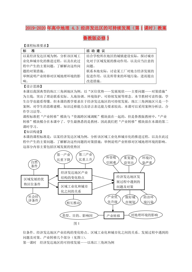 2019-2020年高中地理 4.3 经济发达区的可持续发展（第1课时）教案 鲁教版必修3.doc_第1页