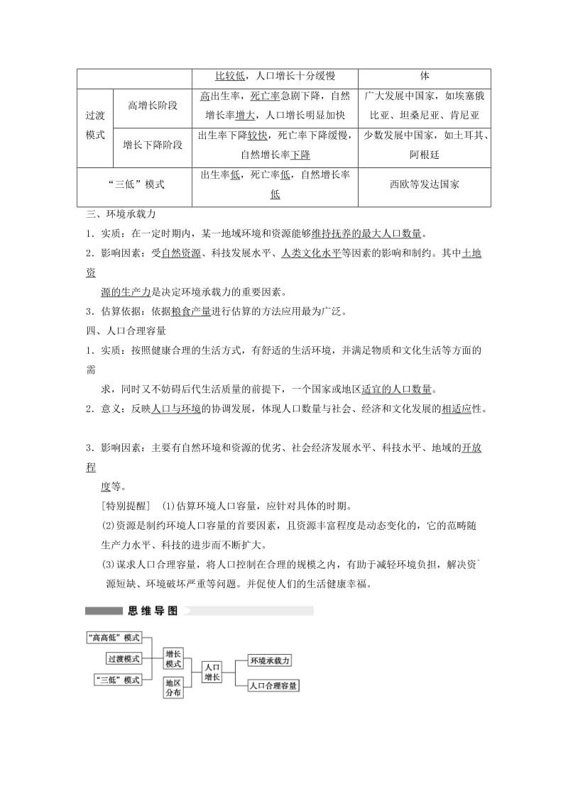 2019-2020年高考地理大一轮复习讲义 第一章 第1讲人口增长的模式及地区分布 中图版必修2.doc_第2页