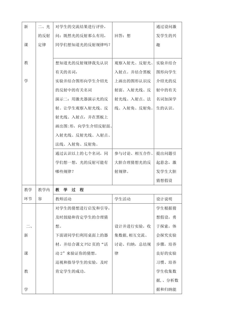 八年级物理上册 3.2《探究光的反射规律》教学设计 （新版）粤教沪版.doc_第3页