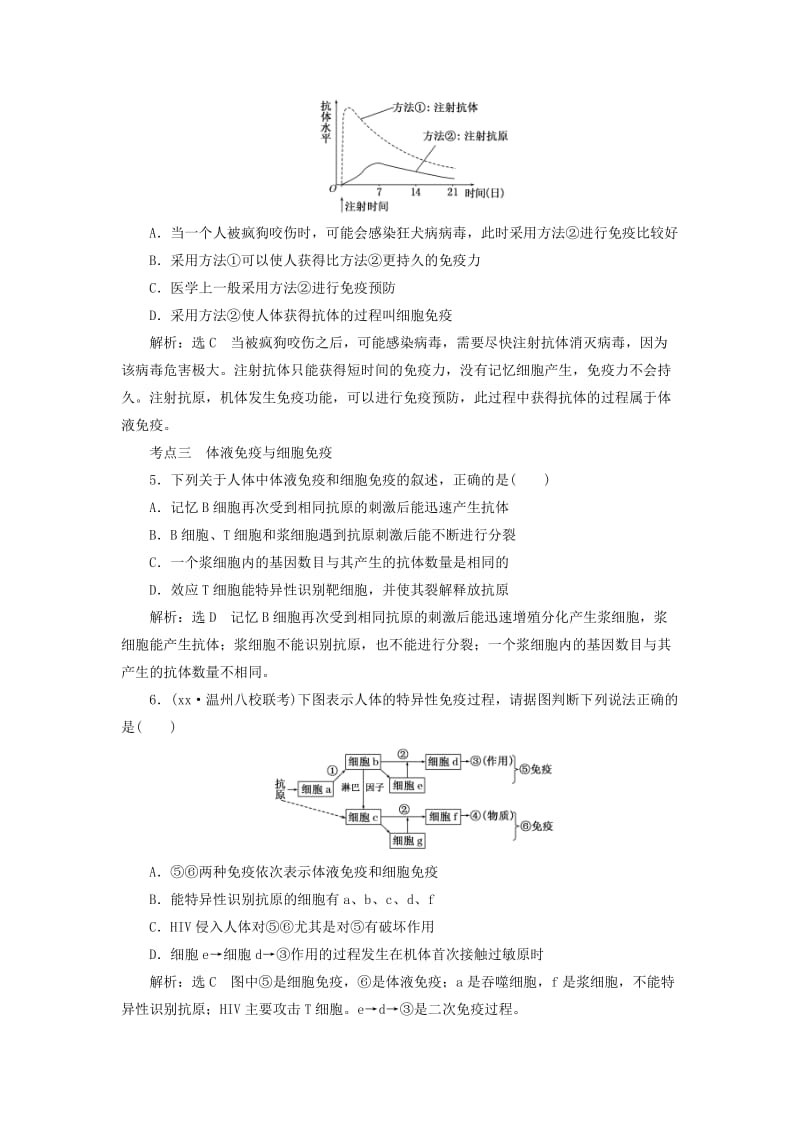 2019-2020年高考生物 解题高效训练 第1单元 第4讲 免疫调节（含解析）新人教版必修3.doc_第2页