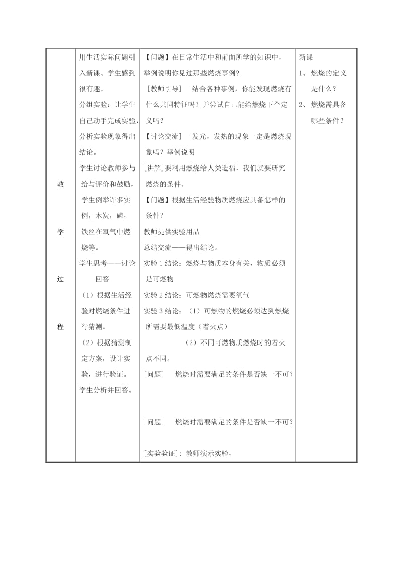 九年级化学上册 第3章 维持生命之气-氧气 3.3 燃烧条件与灭火原理（第1课时）教案 粤教版.doc_第3页