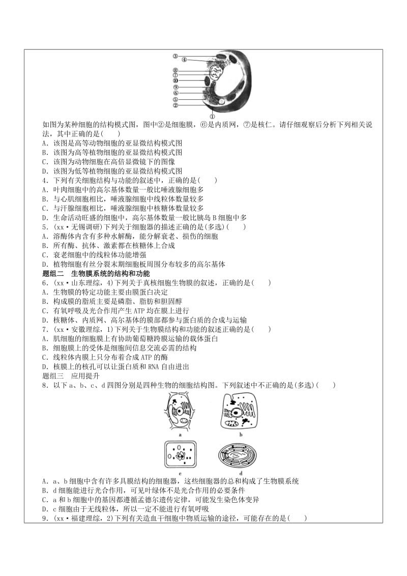 2019-2020年高三生物一轮复习 细胞器学案.doc_第3页