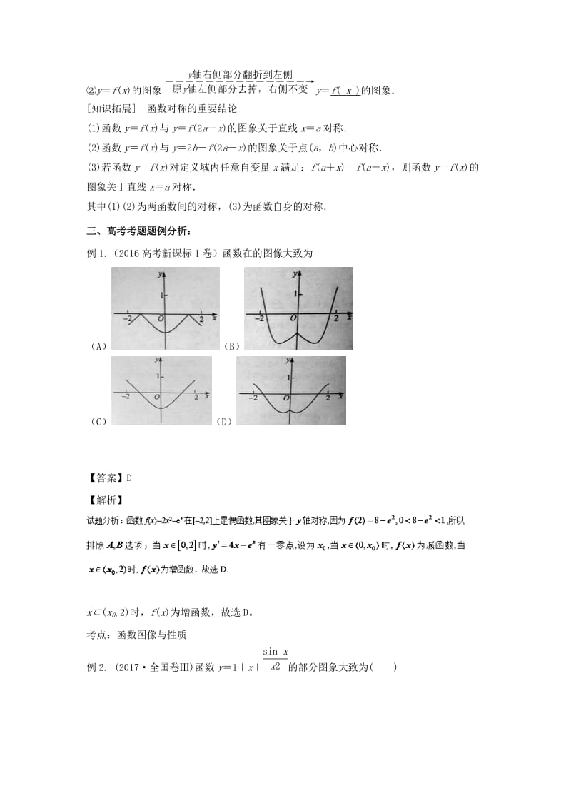 2019年高考数学 考点分析与突破性讲练 专题07 函数图像 理.doc_第2页