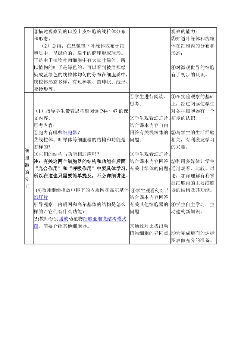 2019-2020年高一生物《细胞器——系统内的分工合作》教学设计教案.doc_第3页