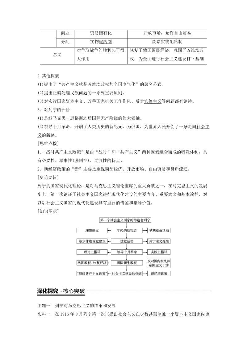 全国通用2018-2019版高中历史第五单元无产阶级革命家第3课第一个社会主义国家的缔造者列宁学案新人教版选修.doc_第3页