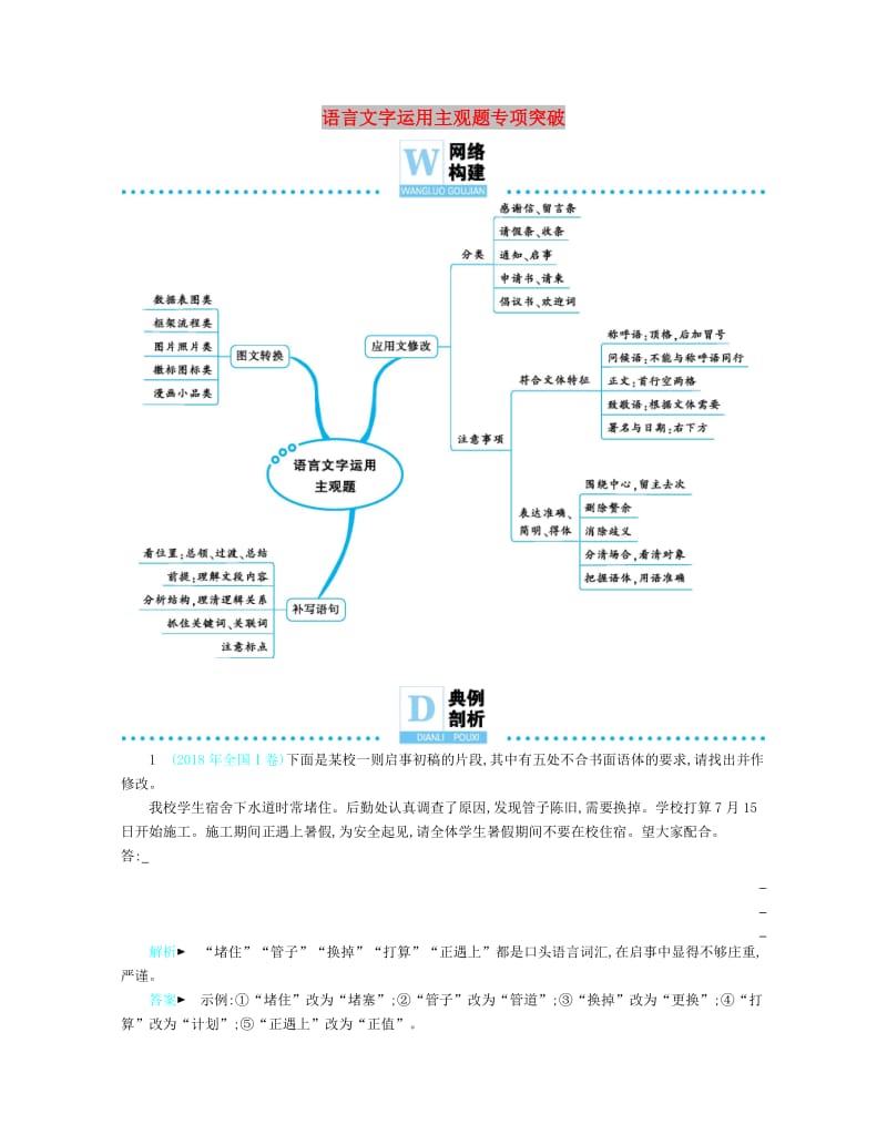 备考2019高考语文 热点重点难点专题透析 专题7 语言文字运用主观题专项突破（含解析）.docx_第1页