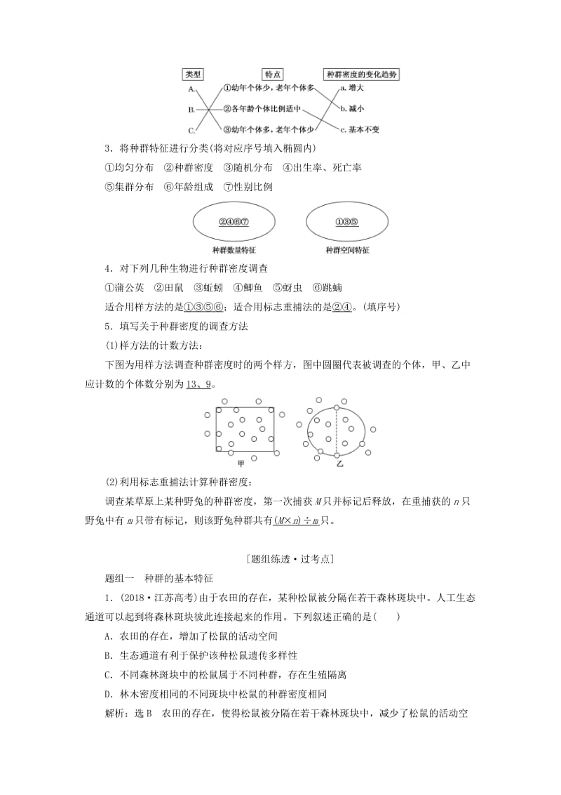 （江苏专版）2020版高考生物一轮复习 第三单元 第1讲 种群的特征和数量的变化讲义（含解析）（必修3）.doc_第2页