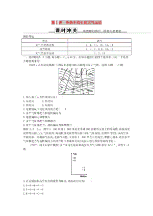 2019屆高考地理一輪復(fù)習(xí) 第二章 地球上的大氣 第1講 冷熱不均引起大氣運(yùn)動練習(xí) 新人教版.doc