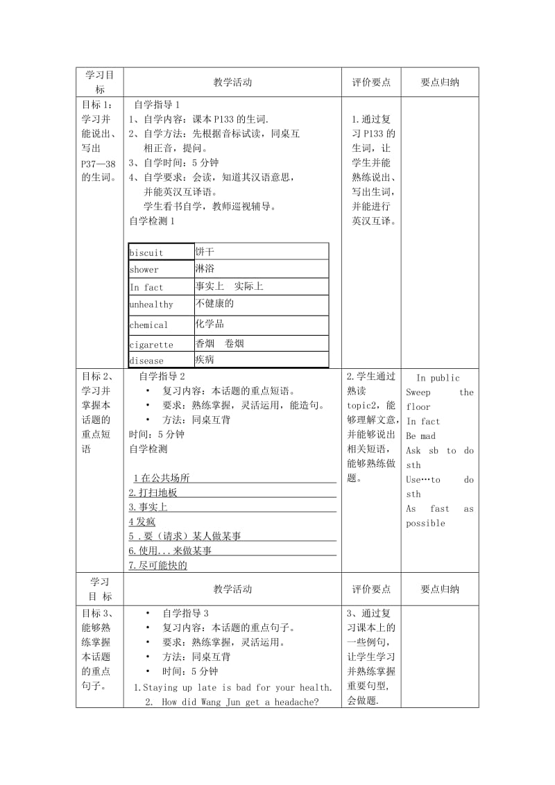 八年级英语上册Unit2KeepingHealthyTopic2Imustaskhimtogiveupsmoking复习课教案新版仁爱版.doc_第2页