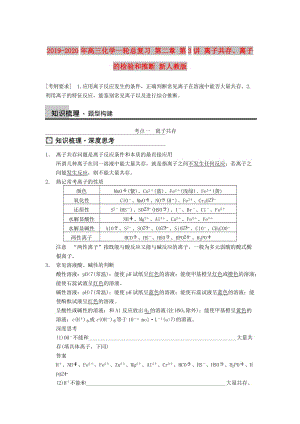 2019-2020年高三化學(xué)一輪總復(fù)習(xí) 第二章 第3講 離子共存、離子的檢驗和推斷 新人教版.doc