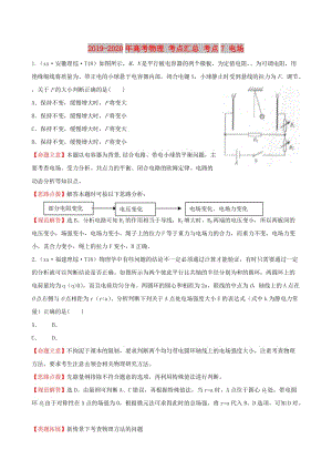 2019-2020年高考物理 考點(diǎn)匯總 考點(diǎn)7 電場.doc