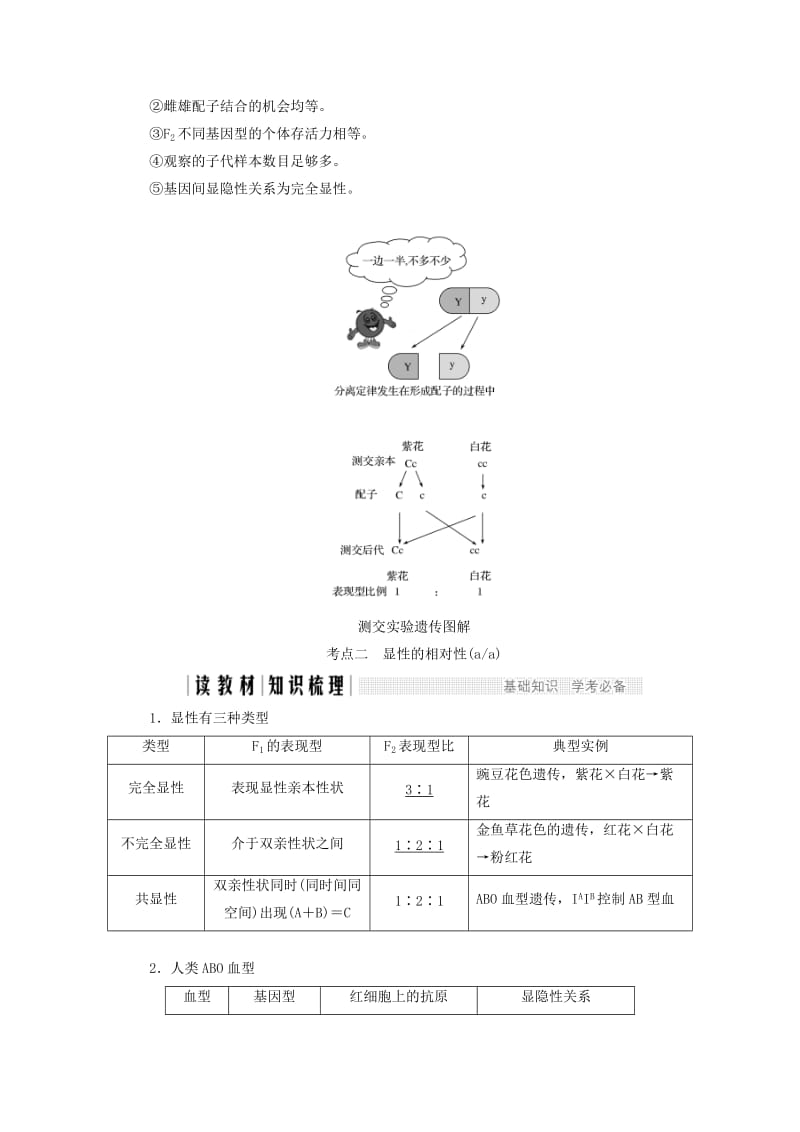 2019-2020年高中生物第一章孟德尔定律第2课时分离定律Ⅱ同步备课教学案浙科版必修2.doc_第2页