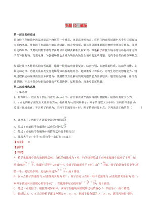 2019年高考物理備考 優(yōu)生百日闖關系列 專題10 磁場（含解析）.docx