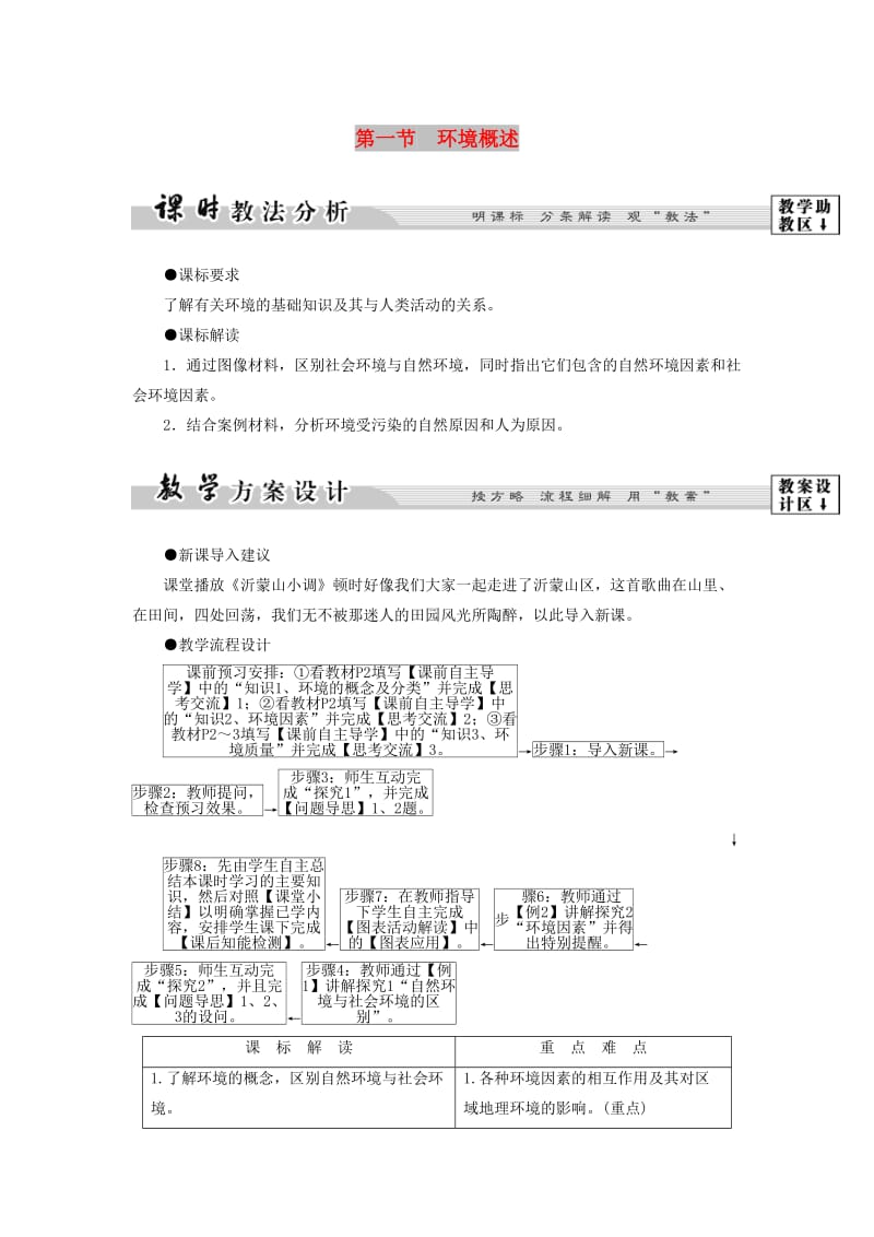 2018版高中地理 第一章 环境与环境问题 第1节 环境概述学案 湘教版选修6.doc_第1页