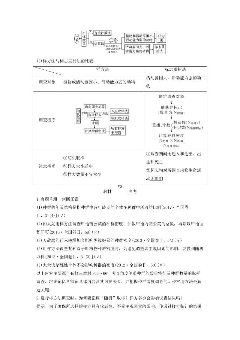 2019版高考生物大一轮复习 第十单元 生物群体的稳态与调节 第28讲 种群的稳态与调节学案 中图版必修3.doc_第2页