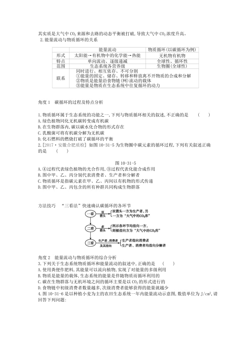 2019版高考生物一轮复习 第10单元 生态系统与生态环境的保护 第31讲 生态系统的物质循环、信息传递及其稳定性学案 苏教版.doc_第2页