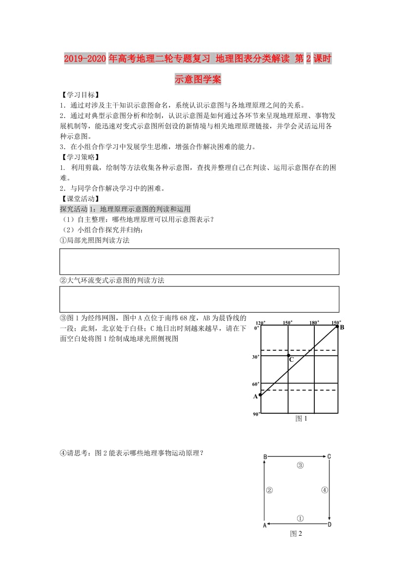 2019-2020年高考地理二轮专题复习 地理图表分类解读 第2课时 示意图学案.doc_第1页