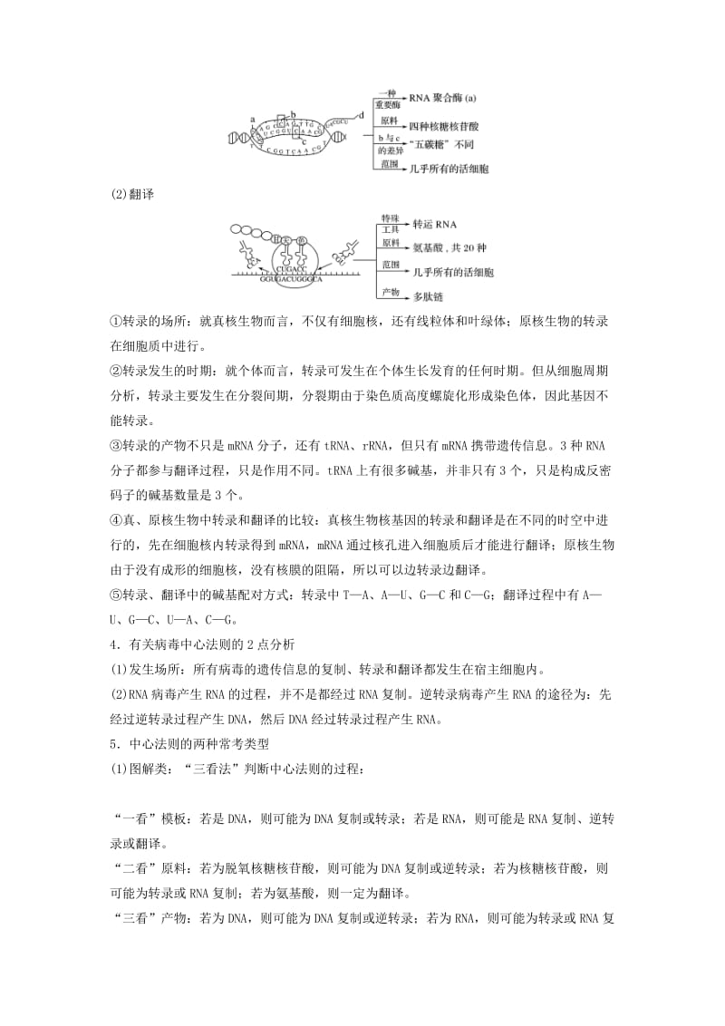 江苏专用2019高考生物二轮复习专题四遗传的分子基础考点13遗传信息的传递和表达学案.doc_第2页