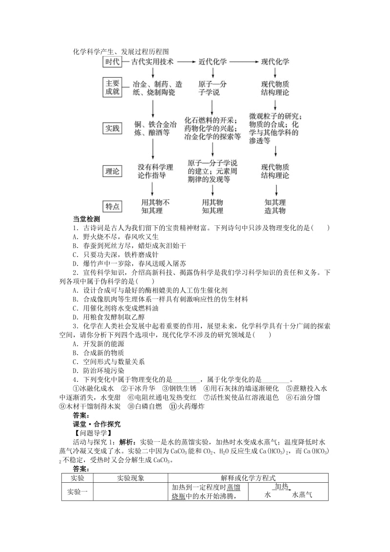 高中化学 第一章 认识化学科学 第1节 走进化学科学学案1 鲁科版必修1.doc_第2页