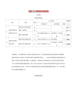 2019屆高考生物二輪復(fù)習(xí) 專題11 基因的分離定律習(xí)題.doc