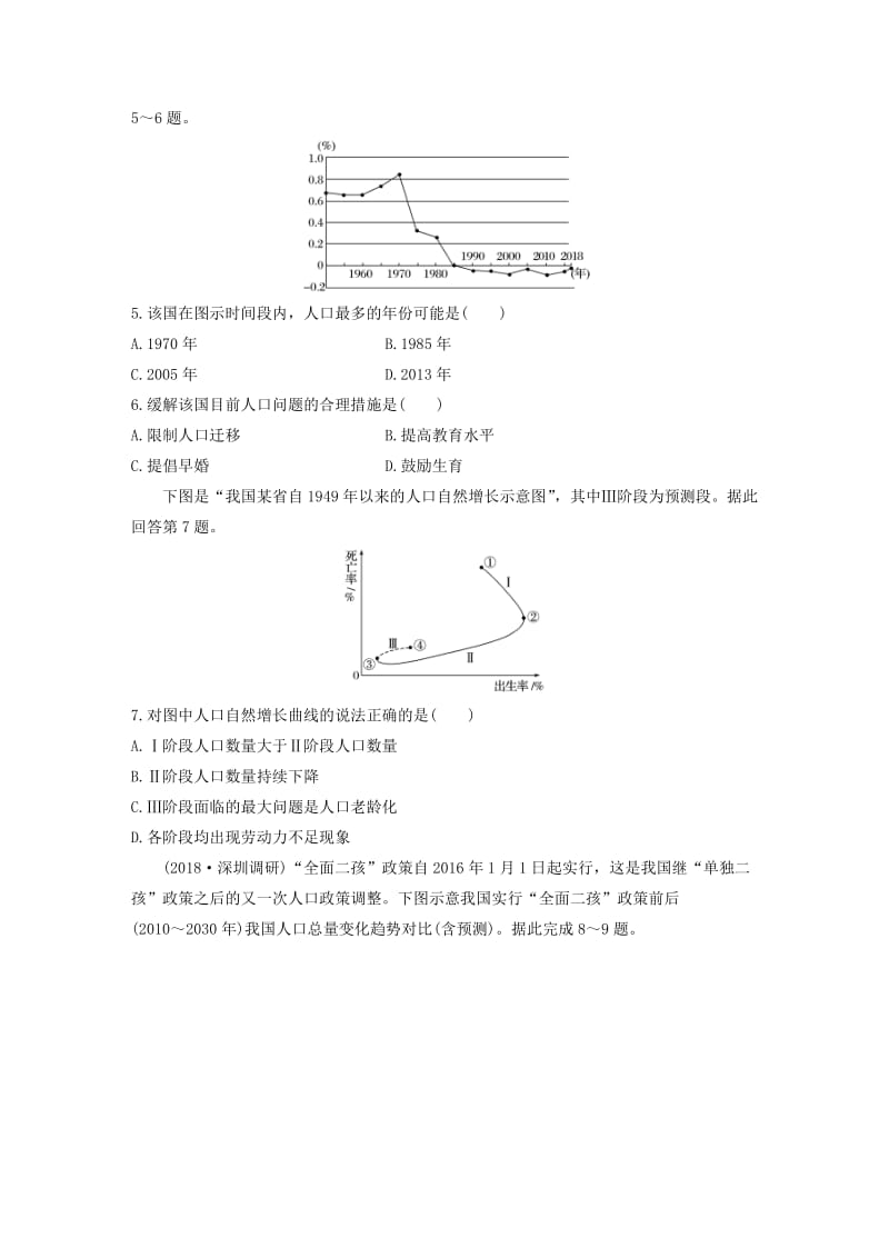 2020版高考地理一轮复习 专题五 人口与城市 高频考点38 人口增长模式及特点判断练习（含解析）.docx_第2页