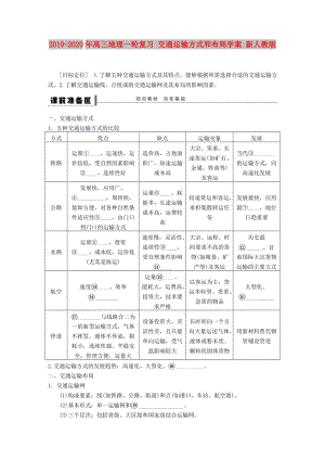 2019-2020年高三地理一輪復習 交通運輸方式和布局學案 新人教版.doc