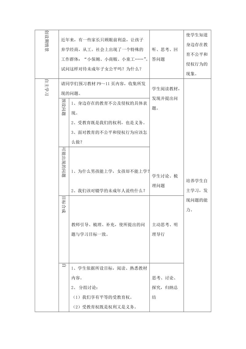 七年级道德与法治上册 第一单元 走进新天地 第一课 新天地 新感觉 第3框 谁也不能剥夺我们的受教育权教学设计1 人民版.doc_第2页