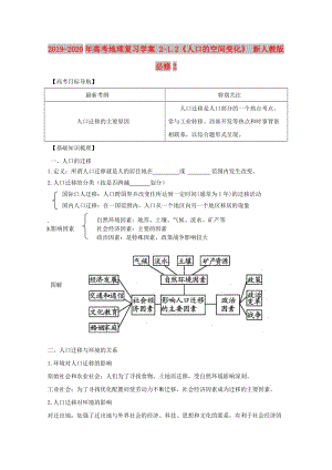 2019-2020年高考地理復(fù)習(xí)學(xué)案 2-1.2《人口的空間變化》 新人教版必修2.doc