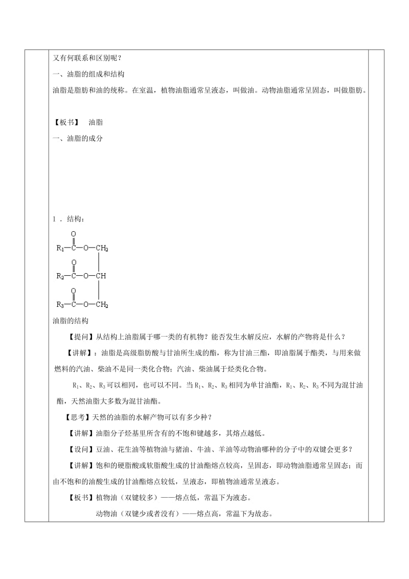 2019-2020年高中化学 第一章 关注营养平衡 1.2 重要的体内能源——油脂教案 新人教版选修1.doc_第2页