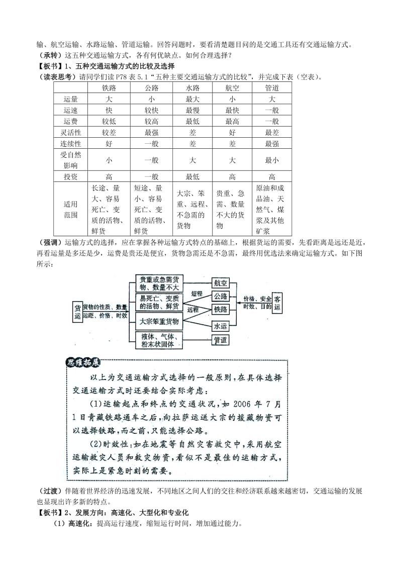 2019-2020年高中地理 5.1交通运输方式和布局教案 新人教版必修2 (I).doc_第2页