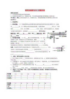 高中物理 第四章 牛頓運動定律 專題4.2 探究加速度與力、質量關系學案新人教版必修1.doc