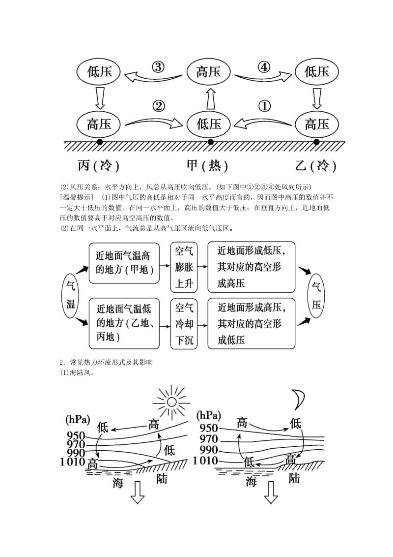 2019-2020年高三地理 大气环境《第一节 冷热不均引起大气运动》导学案.doc_第3页