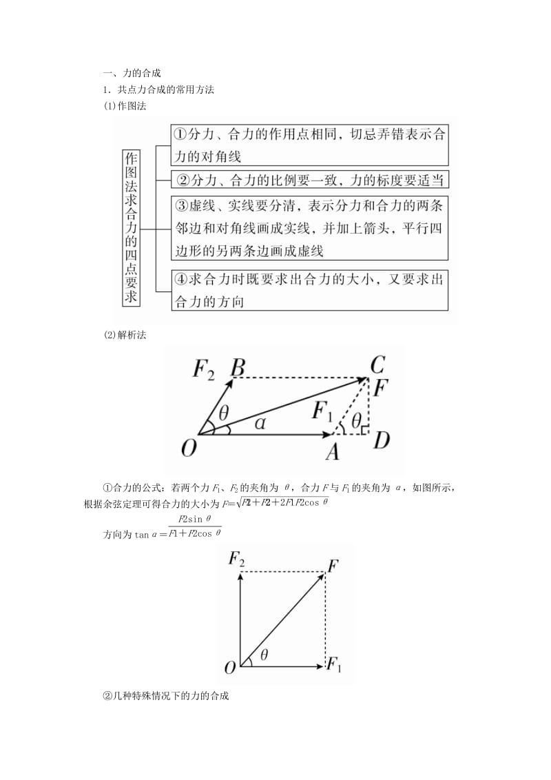 2019-2020年高考物理一轮复习专题二相互作用考点二力的合成与分解教学案含解析.doc_第2页