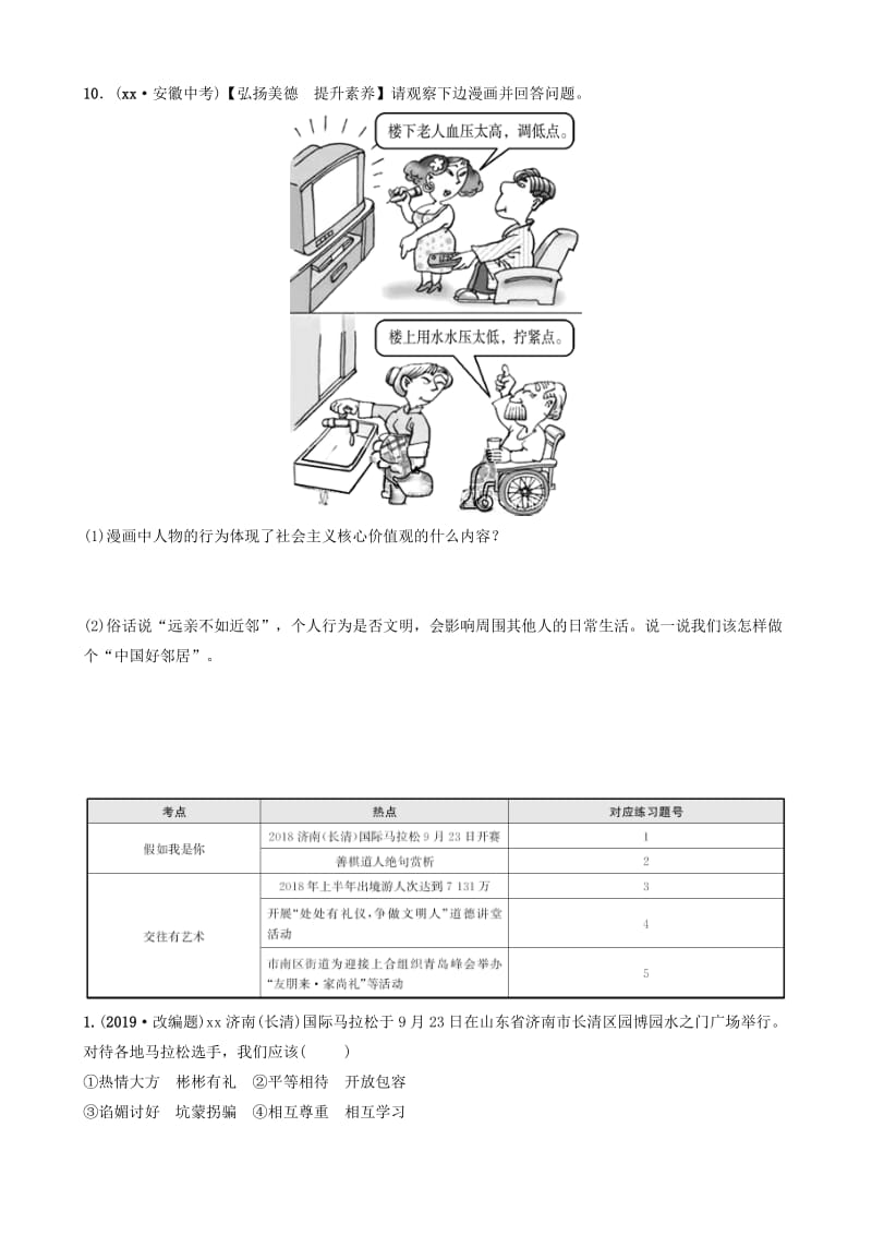 山东省济南市2019年中考道德与法治复习 七下 第一单元 人与人之间考点全面演练.doc_第3页