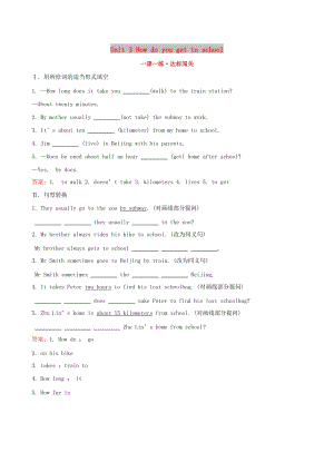 七年級(jí)英語下冊(cè) Unit 3 How do you get to school Section A（Grammar Focus-3c）一課一練 達(dá)標(biāo)闖關(guān) 人教新目標(biāo)版.doc