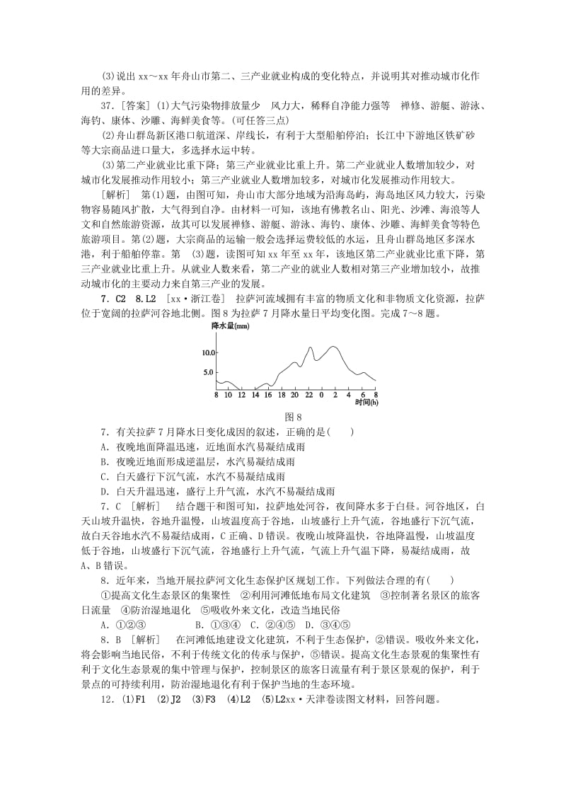 2019-2020年高考地理 （真题+模拟新题分类汇编） 文化景观、旅游活动及世界政治经济地理格局.DOC_第2页