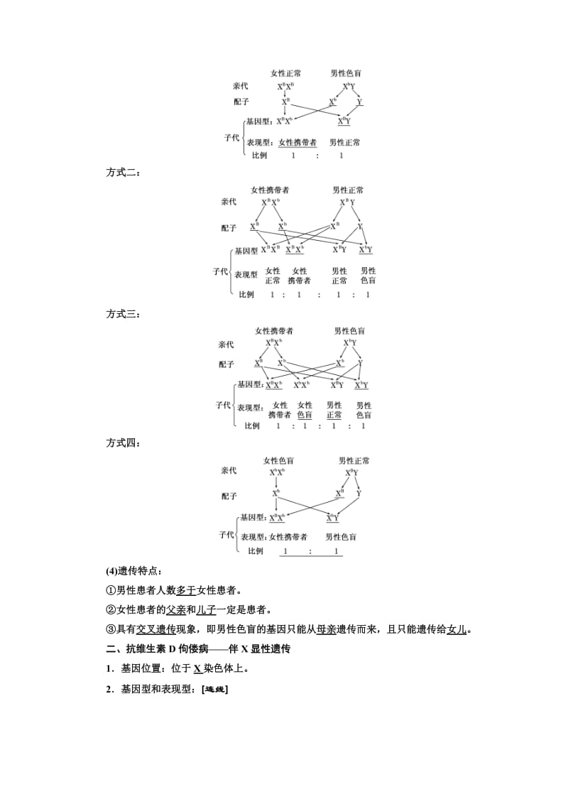 2019-2020年高中人教版生物必修二教学案：第二章 第3节 伴性遗传(含答案).doc_第2页